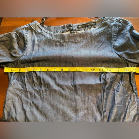 White House Black Market Womens 0 XS Blue Chambray Bell Sleeves Emma Blouse Top - Picture 6 of 8